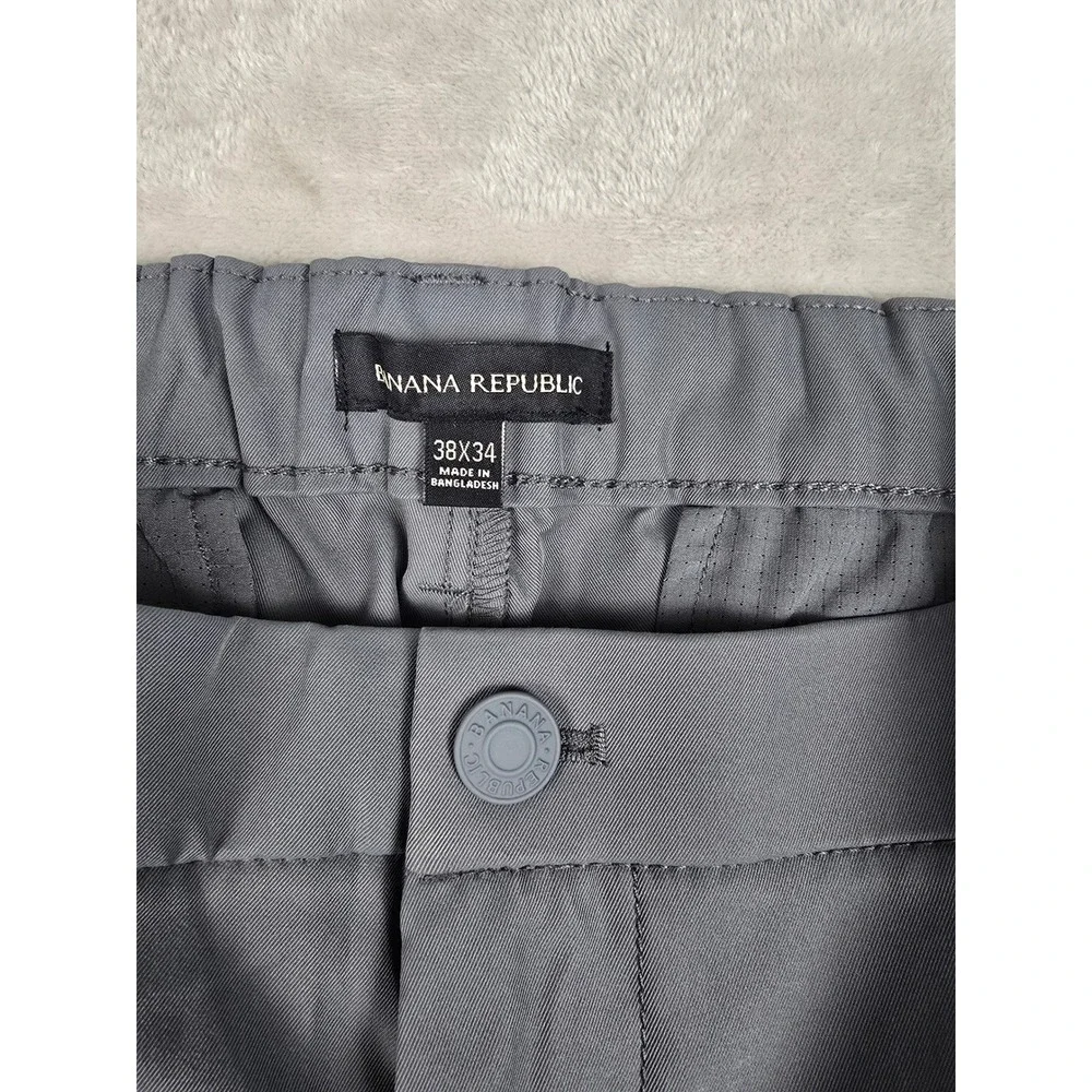 Banana Republic Chino Pants Mens 38x34 Gray Performance Stretch Elastic Waist‎